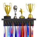 DSVENROLY Medal Holder Trophy Shelf Organizer, 25 Golden Hooks, Retro Grey - image 1