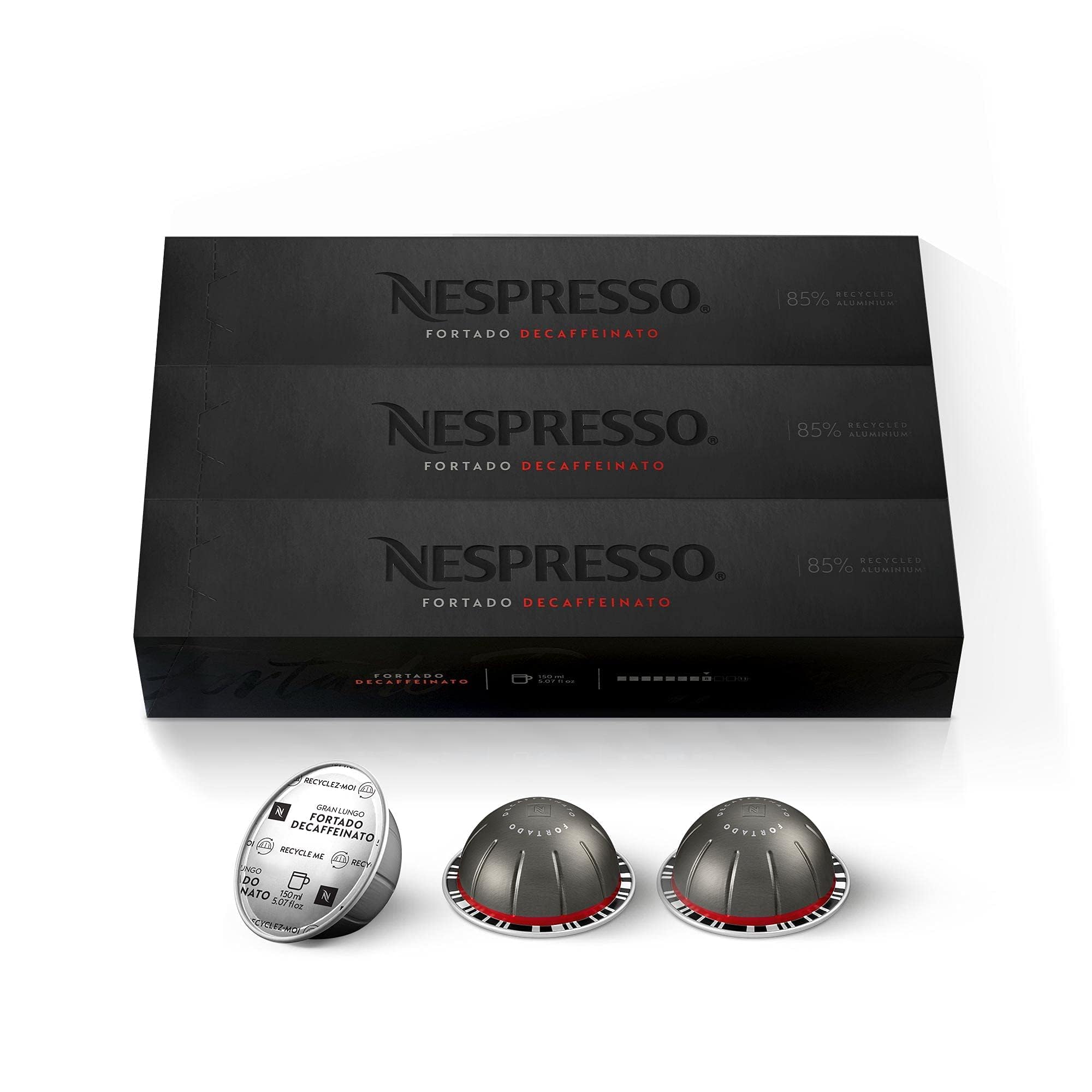 Nespresso Vertuo Fortado Decaffeinato Gran Lungo Coffee Pods - 30 Count