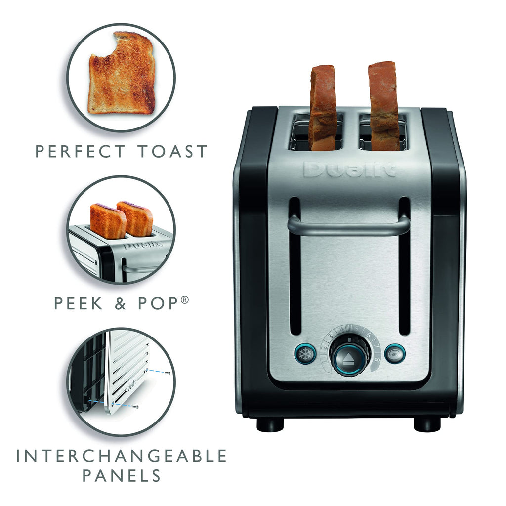 Dualit Architect 2 Slice Toaster | Brushed Stainless Steel & Black