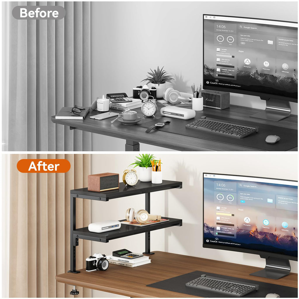 IBUYKE Clamp on Desk Shelf, 22.8” Large Desk Extender Shelves TMZ010B - image 4