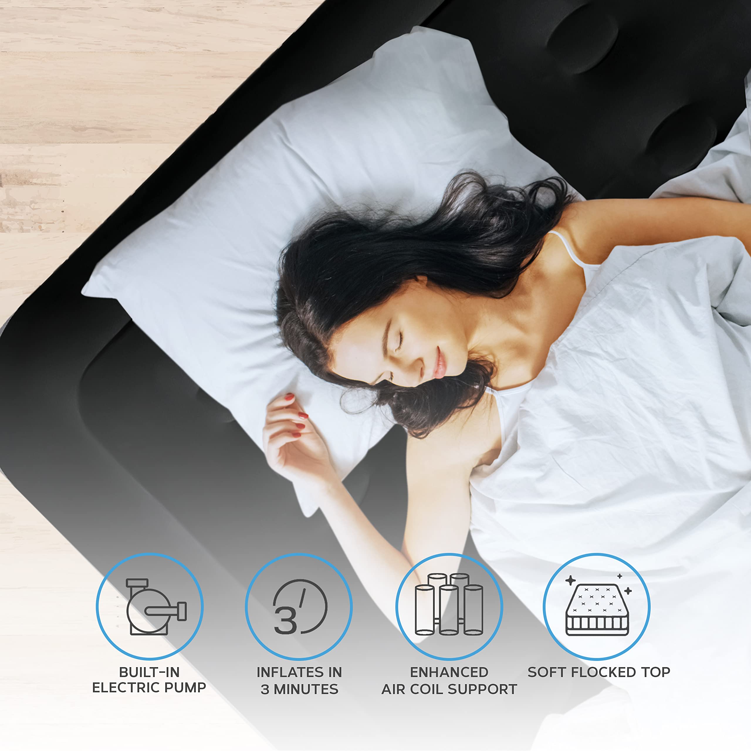 Get Fit King Size Air Mattress with Built-In Pump and 2 Pillows