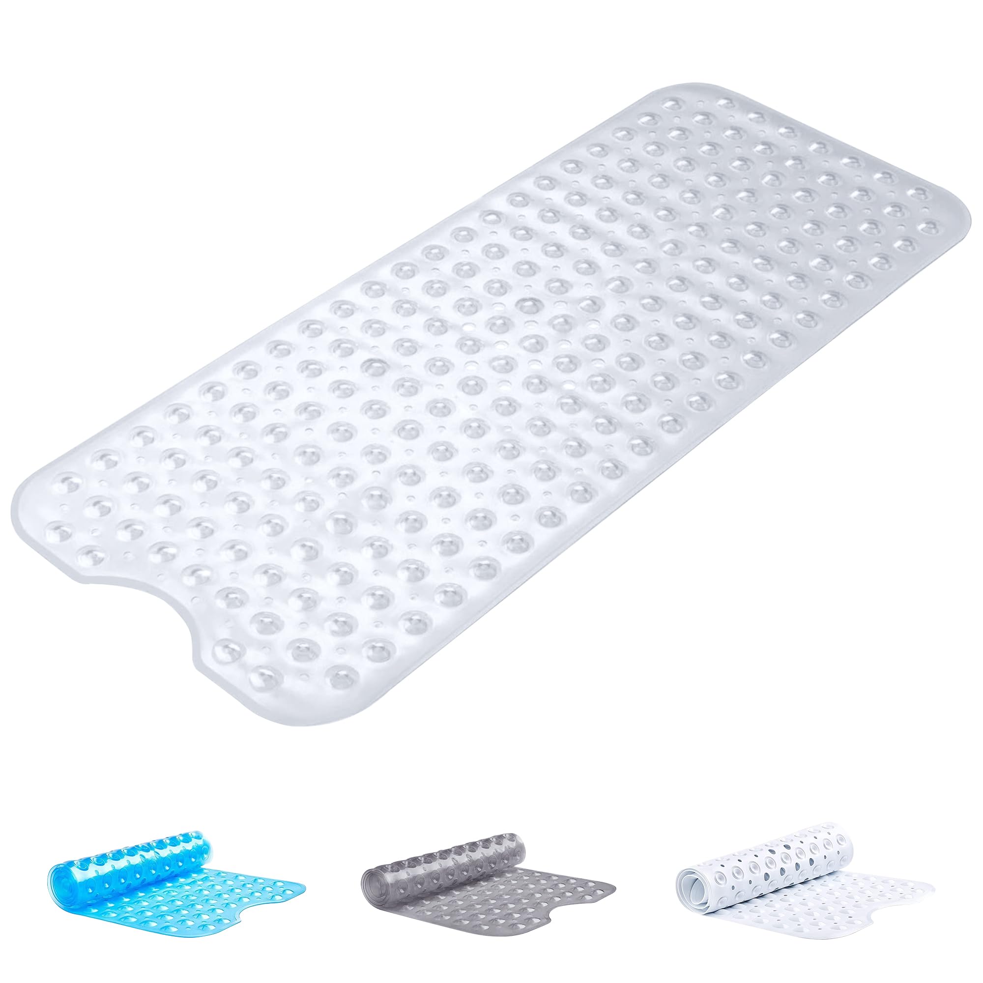 Oxford Homeware Non-Slip PVC Shower Bath Mat - Clear, 100x40 cm