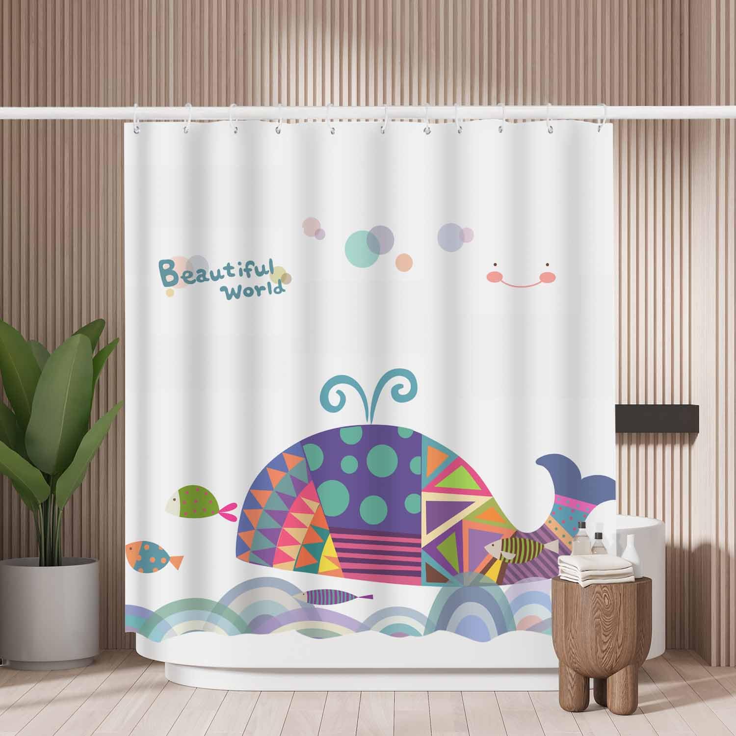 Whale Shower Curtain – Mold Resistant Waterproof Polyester