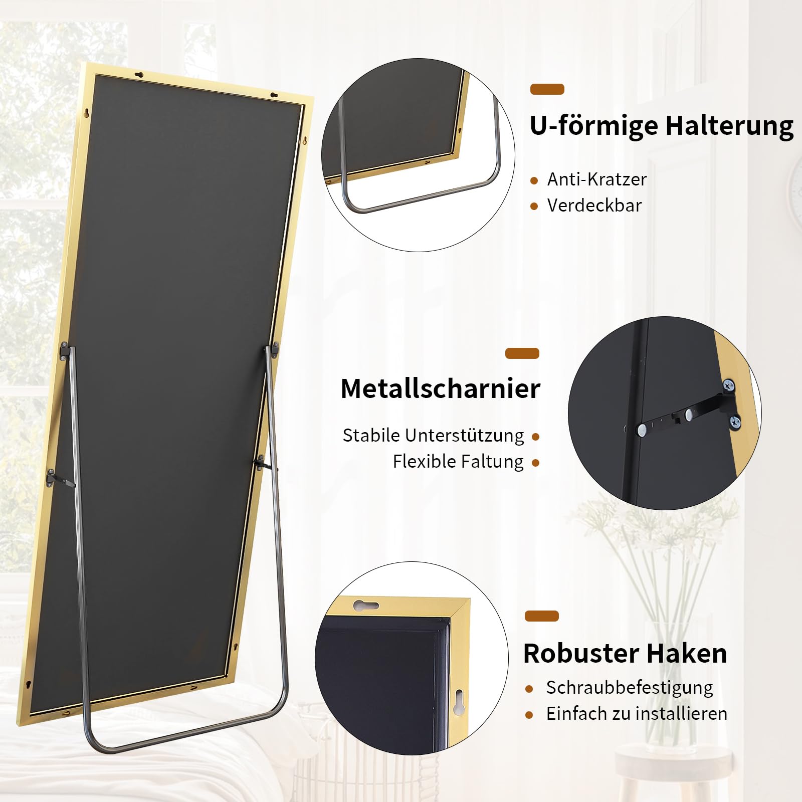 Koonmi Full Length Floor Mirror | 60x165cm Aluminum Frame Wall Mirror