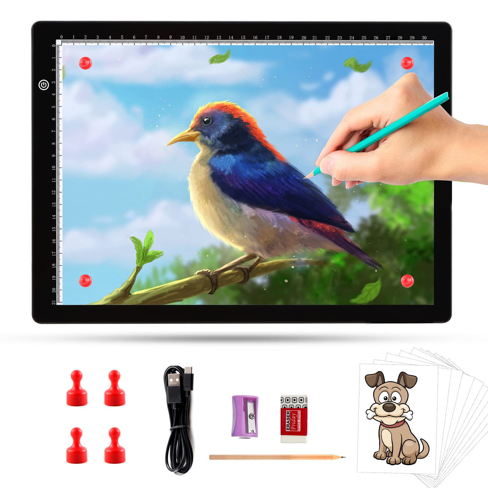 TOHETO A4 LED Light Box Tracer – Ultra-Thin Dimmable Tracing Pad with Magnets