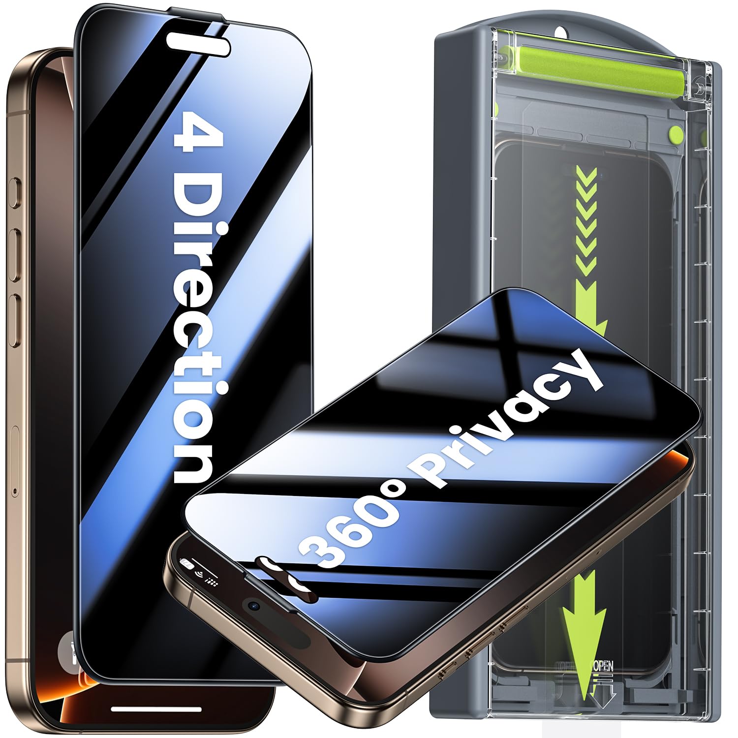 WSKEN iPhone 17/16 Pro Privacy Screen Protector | 360° Anti-Spy Glass
