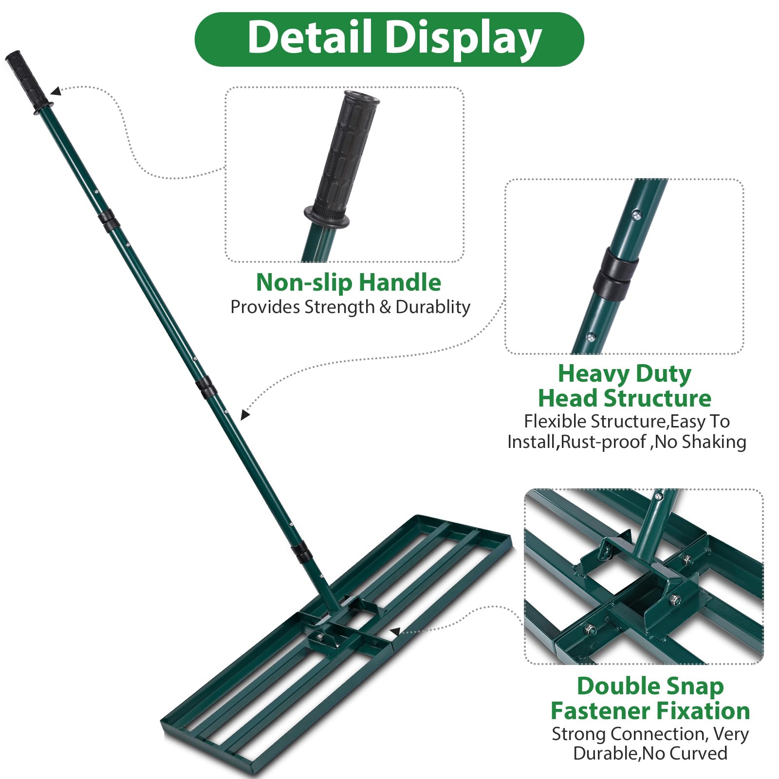 Signstek Stainless Steel Lawn Leveling Rake | 30" x 10" Ground Plate