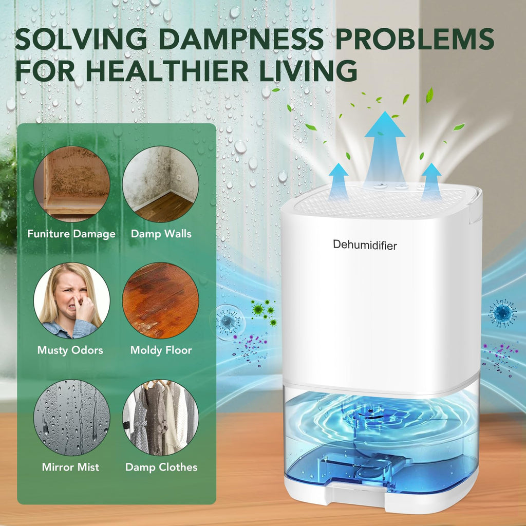 NexGlow 1000ml Portable Dehumidifier for Home – Quiet 320 sq. ft Bedroom