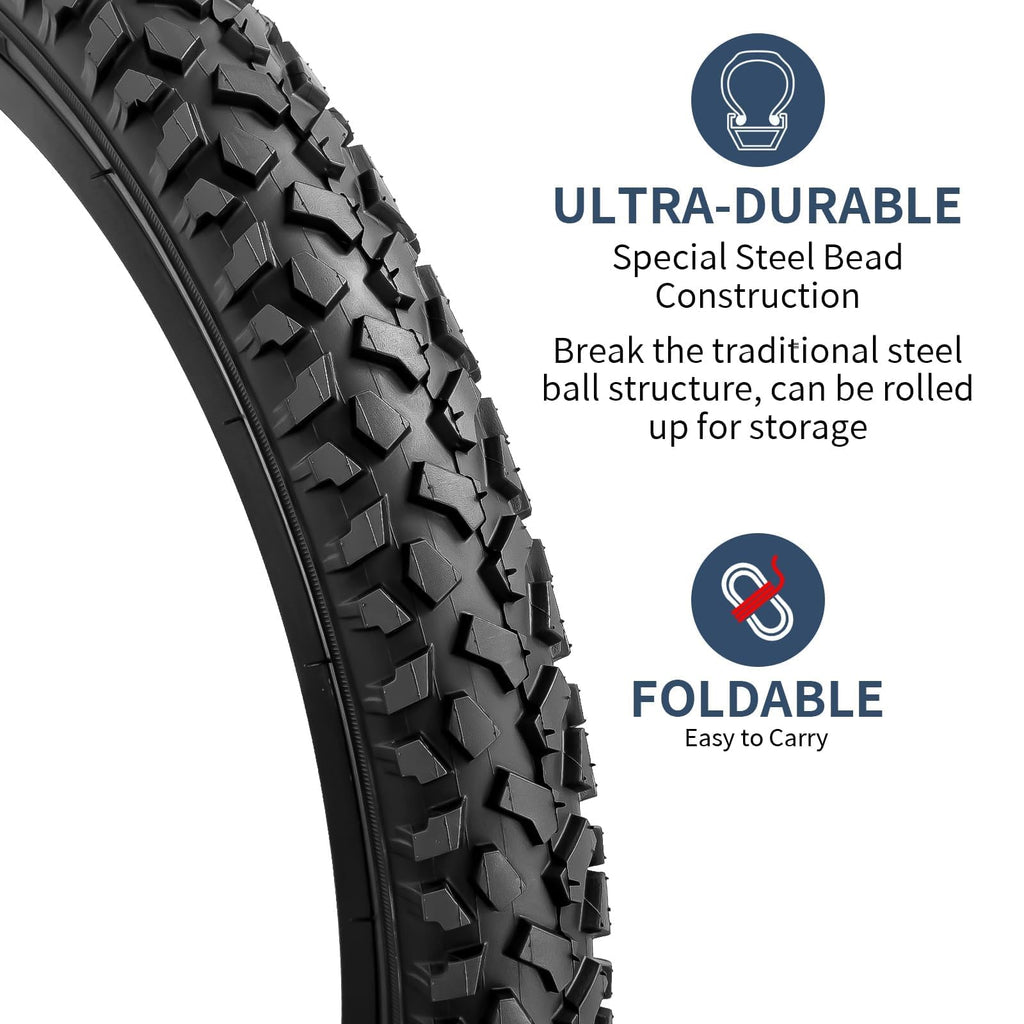 YunSCM 2-Pack 20" 60TPI Bike Tyres and Tubes | 20x2.125 Foldable MTB Set