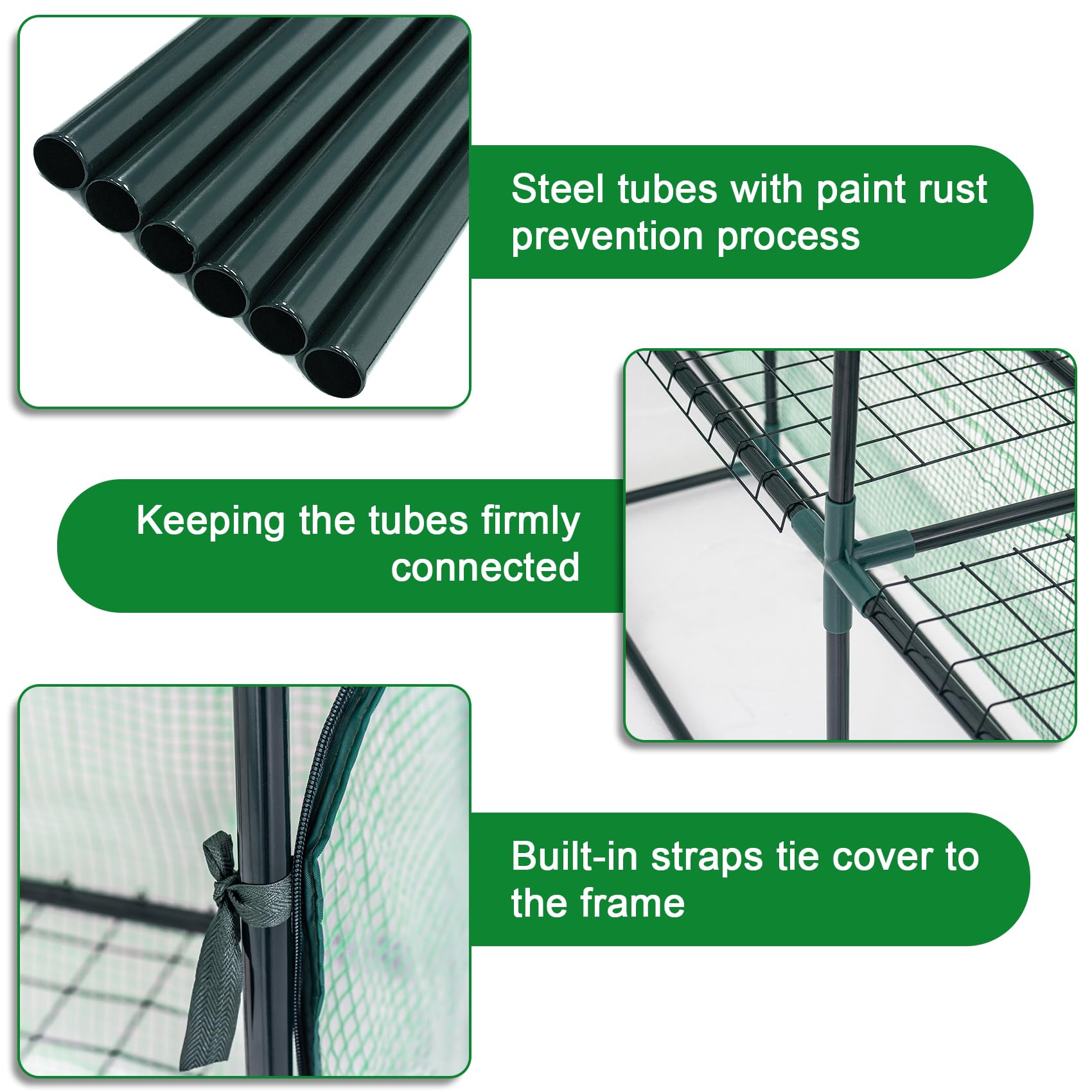 Display4top Portable Outdoor Greenhouse with PE Cover - 143x143x195cm