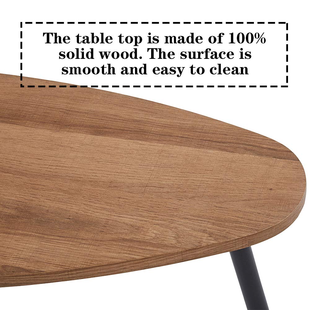 GOLDFAN Triangle Nesting Coffee Table Set of 2 - Walnut & Black Metal