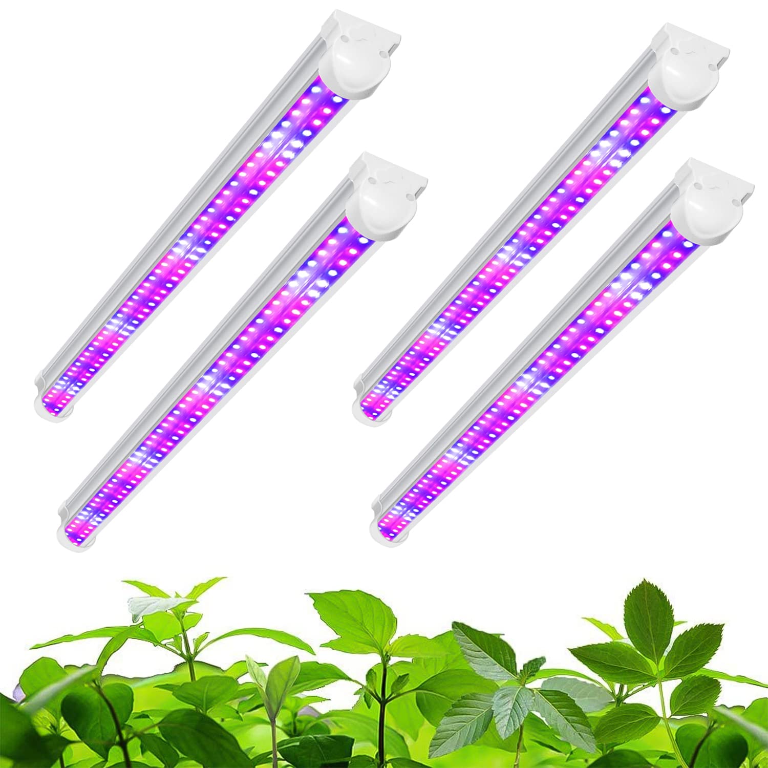 Wolezek 2FT T8 Full Spectrum LED Grow Lights for Indoor Plants | 4-Pack