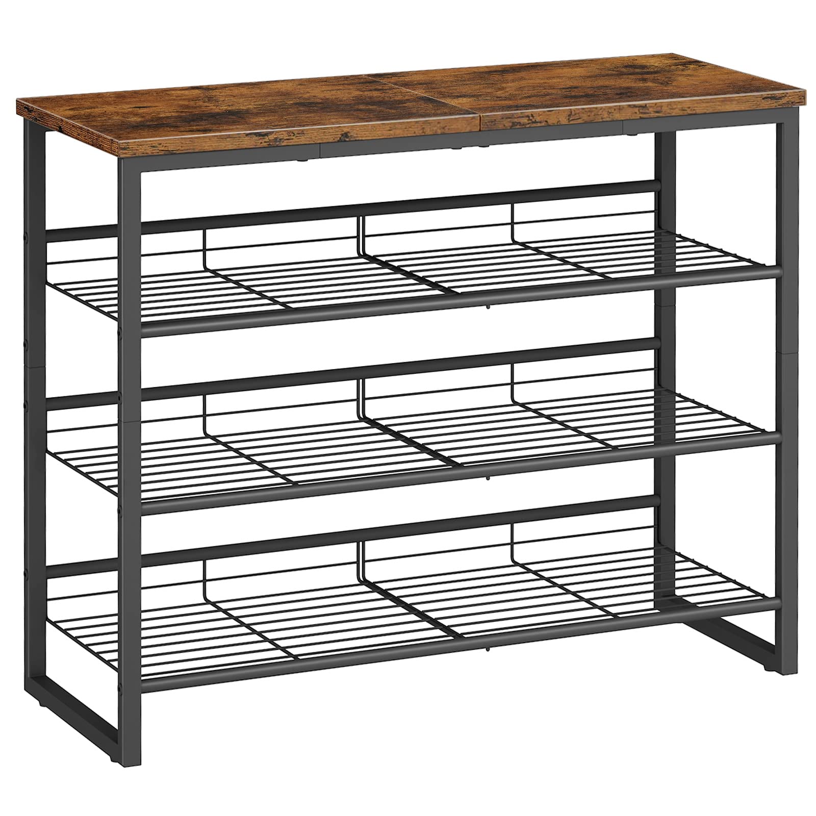 HOOBRO 4-Tier Industrial Shoe Rack – Adjustable Metal Storage Organizer