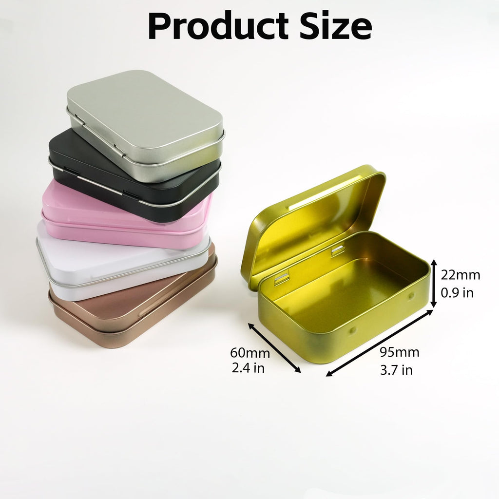 LJY Silver Hinged Metal Tins, 20 Pack, 3.7 x 2.4 x 0.9 in - image 2