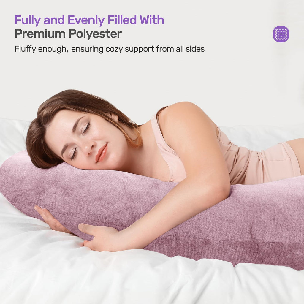 Nuliie U-Shaped Pregnancy Pillow - Full Body Maternity Support, Mauve Pink