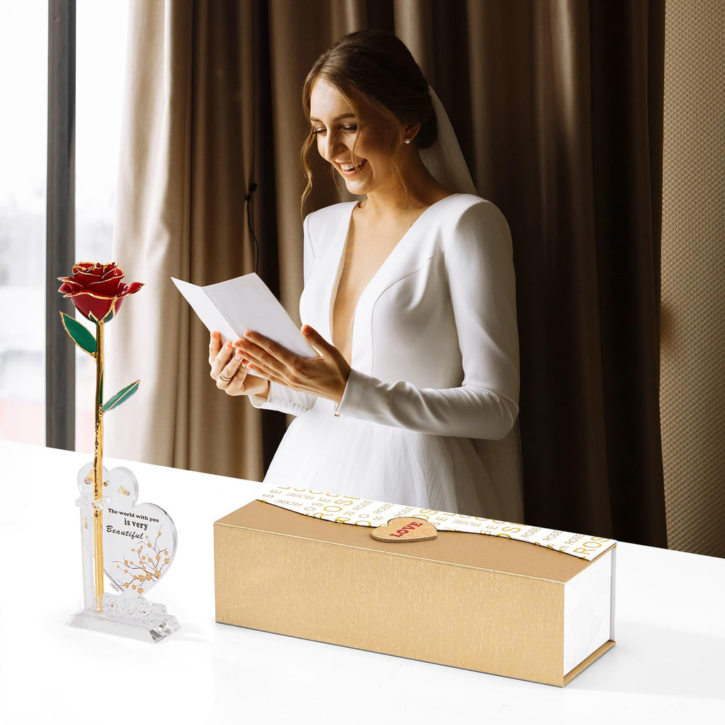 Mikasol 24K Gold Dipped Preserved Rose – Forever Infinity Flower Gift
