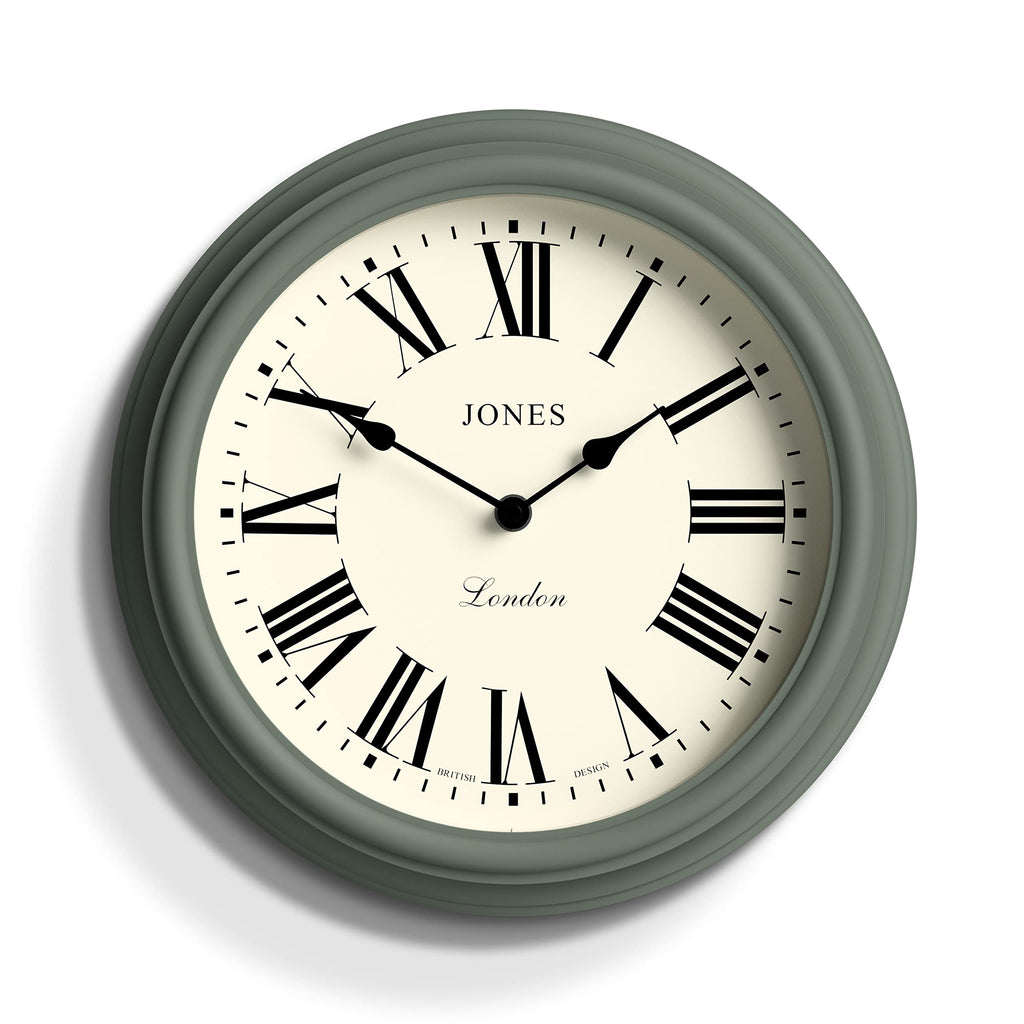 Jones Clocks Venetian Wall Clock – 30cm Green Round Roman Numeral