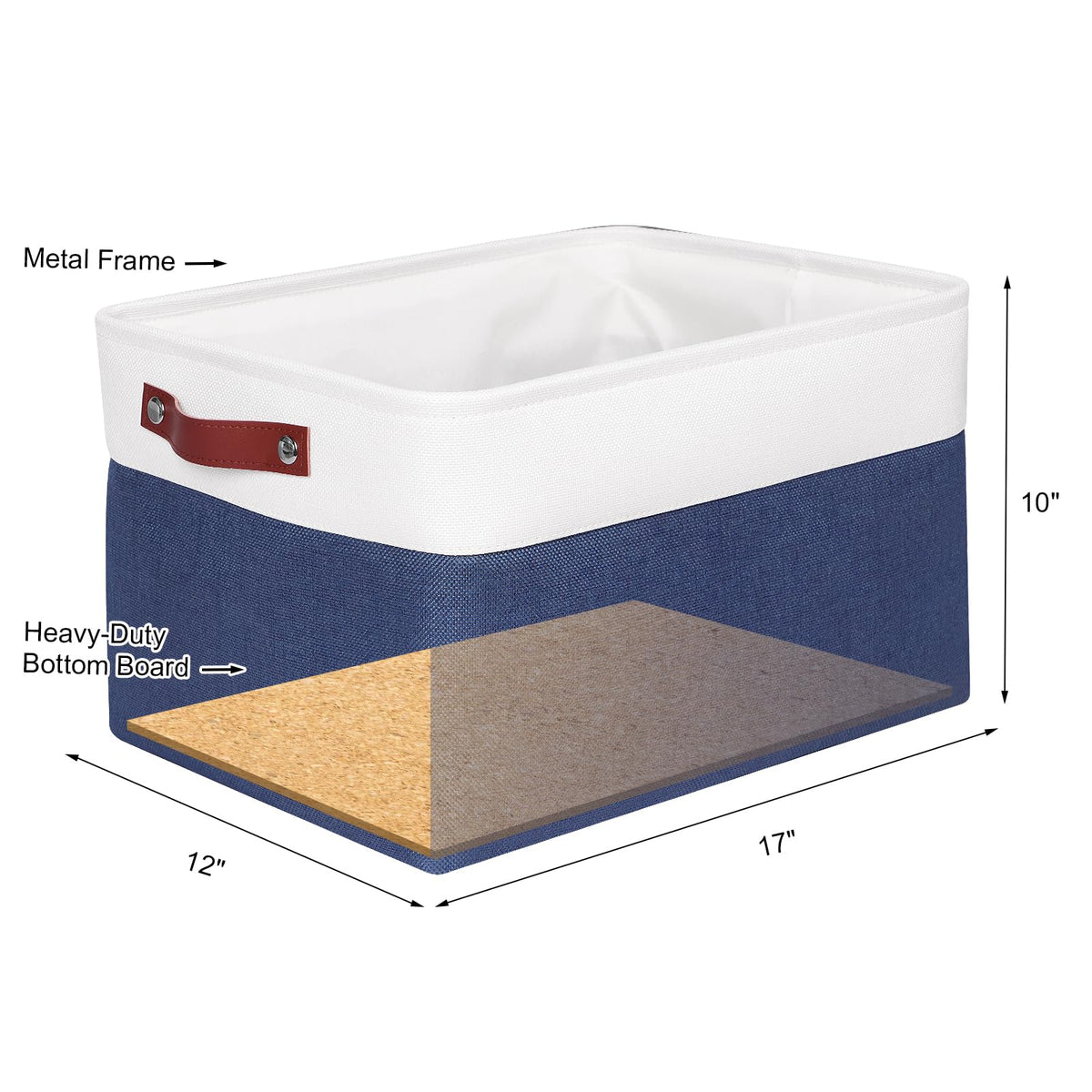 Syeeiex Large Storage Baskets for Shelves with Leather Handle, - image 2