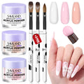 Saviland Acrylic Nail Kit - 3 Colors Powder & 3 Brushes for DIY Extensions