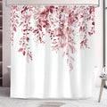 Hopomoon Pink Eucalyptus Watercolor Floral Shower Curtain with 12 Hooks