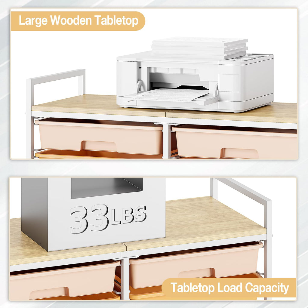 12-Drawer Craft Organizer Trolley Cart with Wooden Top