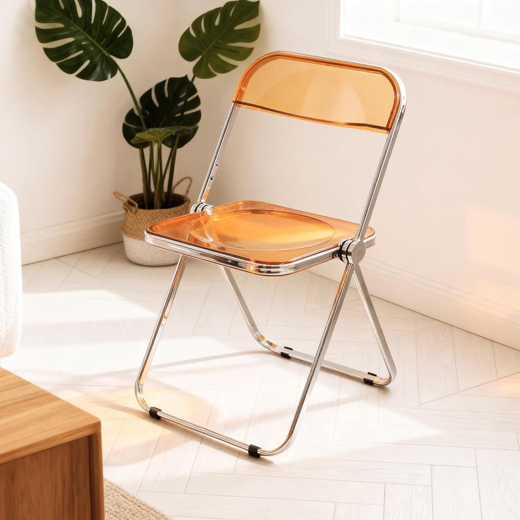 TAO ONE Acrylic Folding Chair Clear Morden Chrome Chair-Tawny - image 1