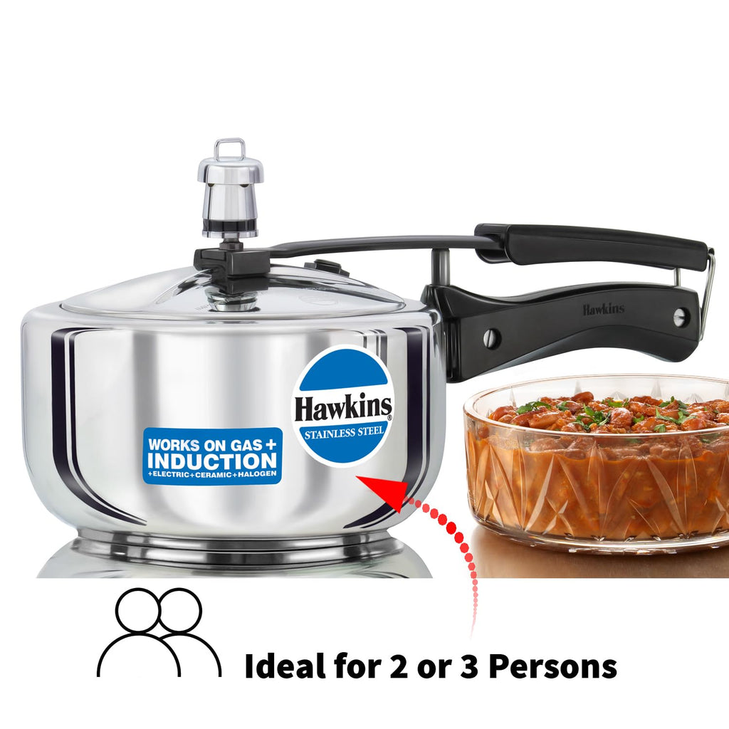 Hawkins 2 Litre Stainless Steel Pressure Cooker | Induction Compatible