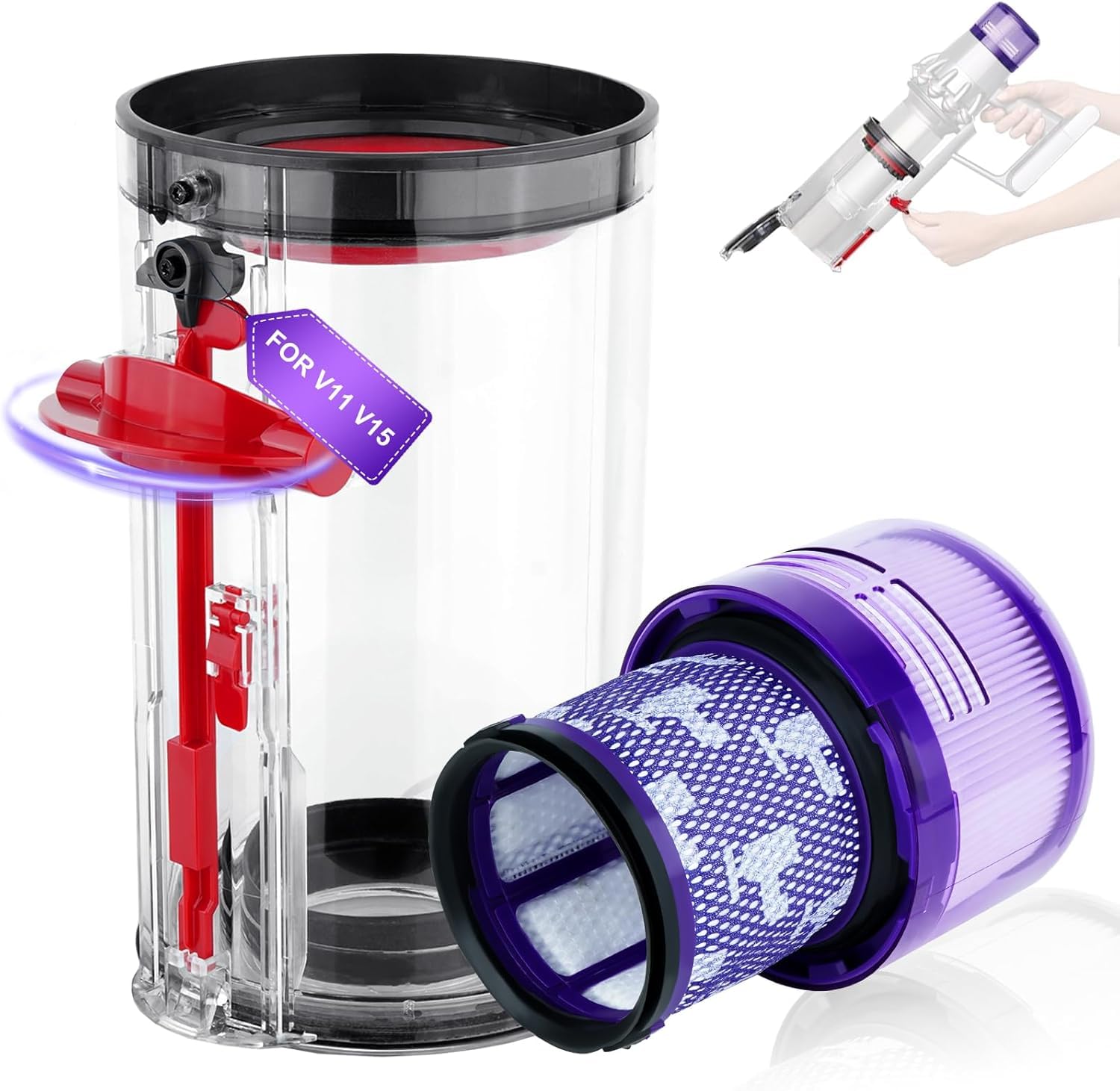 Dust Bin Replacement for Dyson V11 V15 SV14 SV15 with HEPA Filter