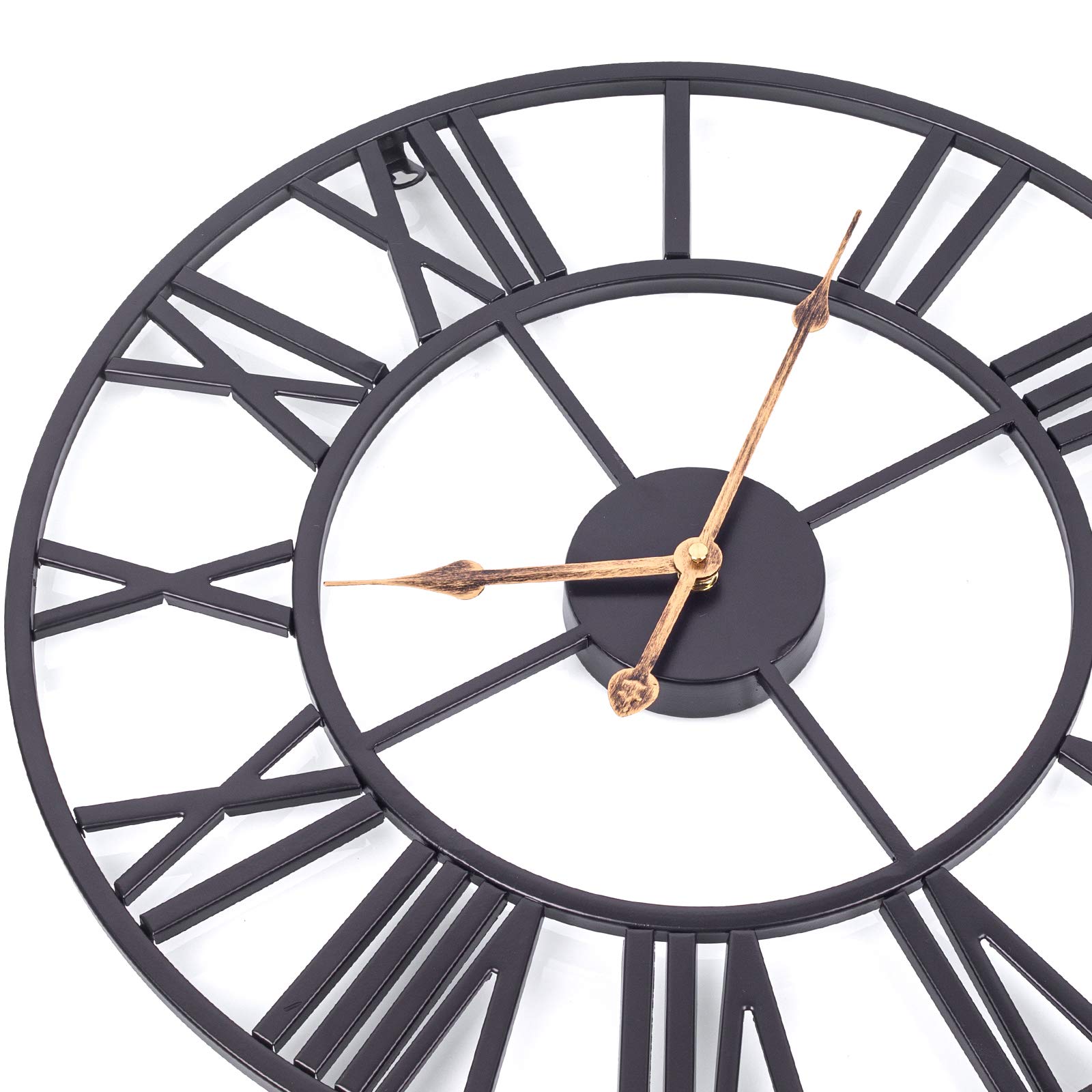 ARVINKEY 47cm Silent Wall Clock – Vintage Metal Skeleton Roman Numerals