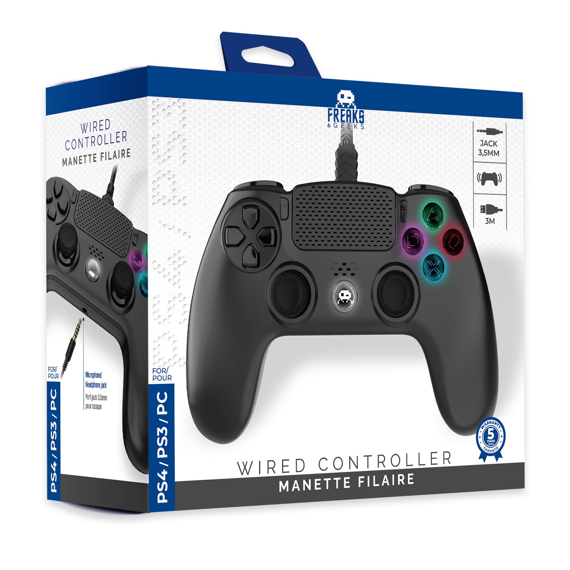 Freaks and Geeks Wired PS4 Controller – Ergonomic Gamepad with 3M Cable