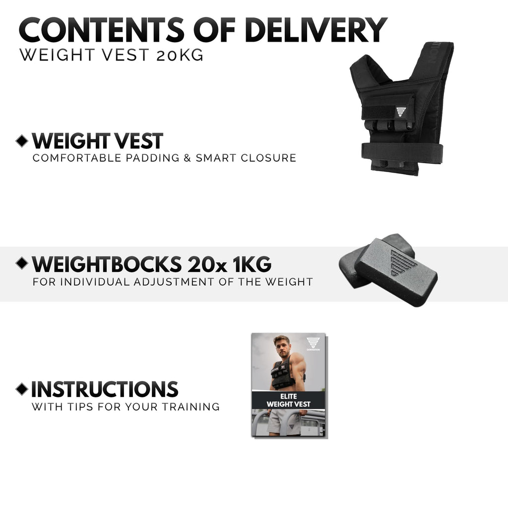 GORNATION Adjustable Weighted Vest – 10kg/20kg for Calisthenics