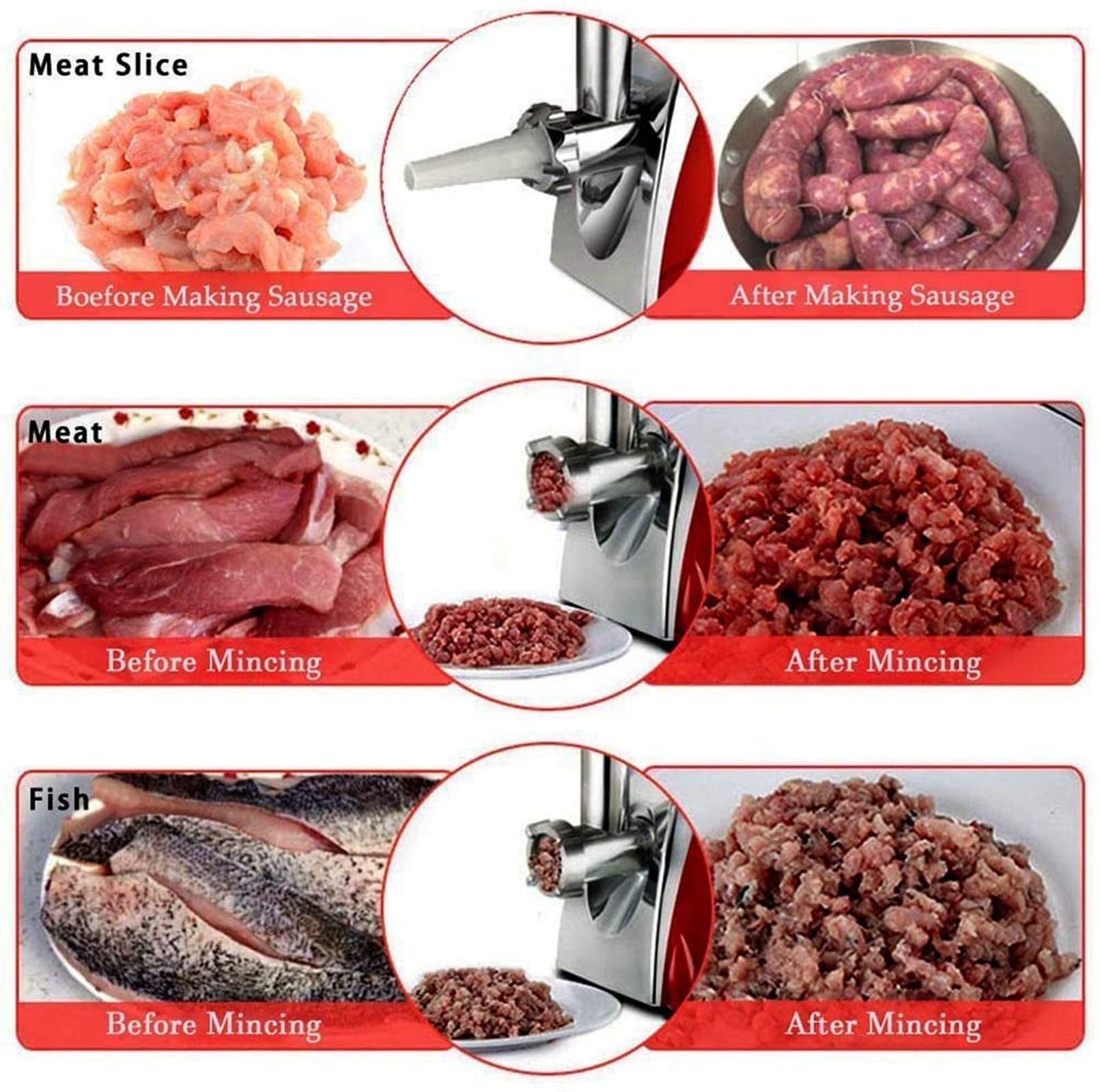 IMURZ Electric Meat Grinder – 2800W Household Sausage Maker & Mincer