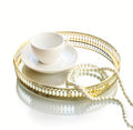 Gold Mirrored Vanity Tray – 25cm Round Iron Perfume Organizer