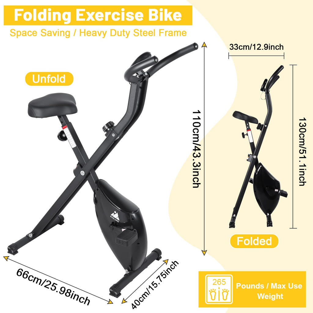 EVOLAND Foldable Exercise Bike - 8-Level Resistance & LCD Display