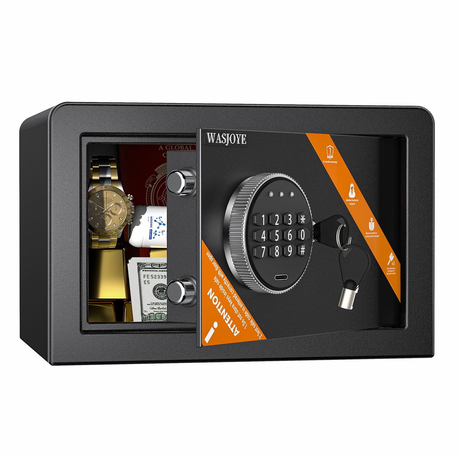 WASJOYE Digital Security Safe Box – 10L Hidden Lock Box for Home & Office