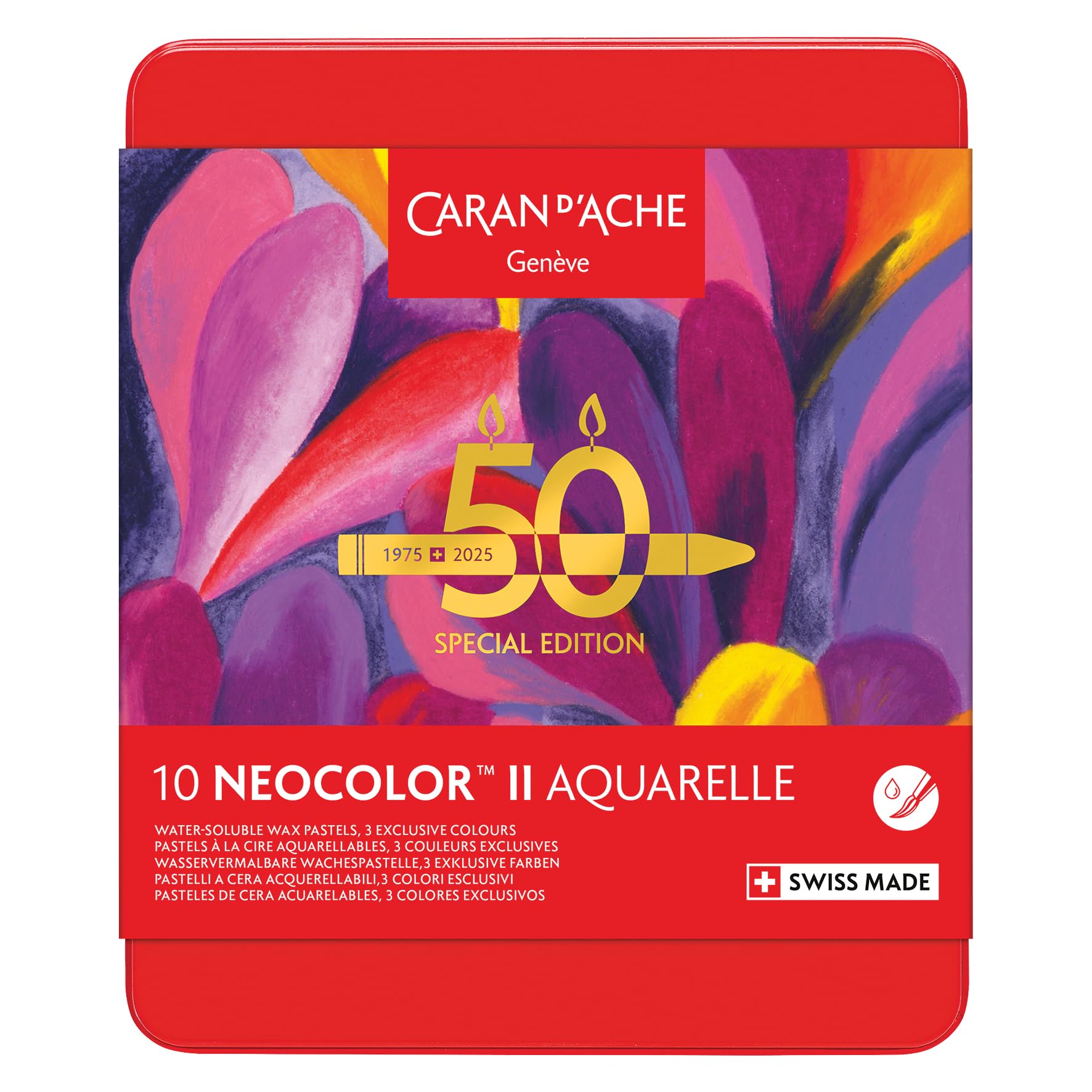 Caran d'Ache Neocolor II Water-Soluble Wax Pastels - Pop Tin of 10