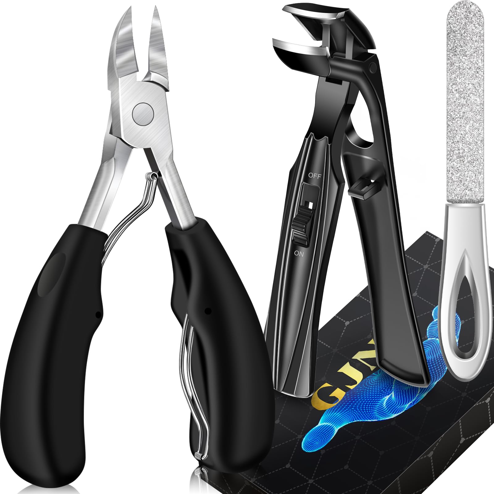 Angled Head Toenail Clippers for Thick Nails with Catcher