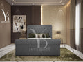 Scroll Sleigh Bed Frame | Plush Velvet Chesterfield Double Grey