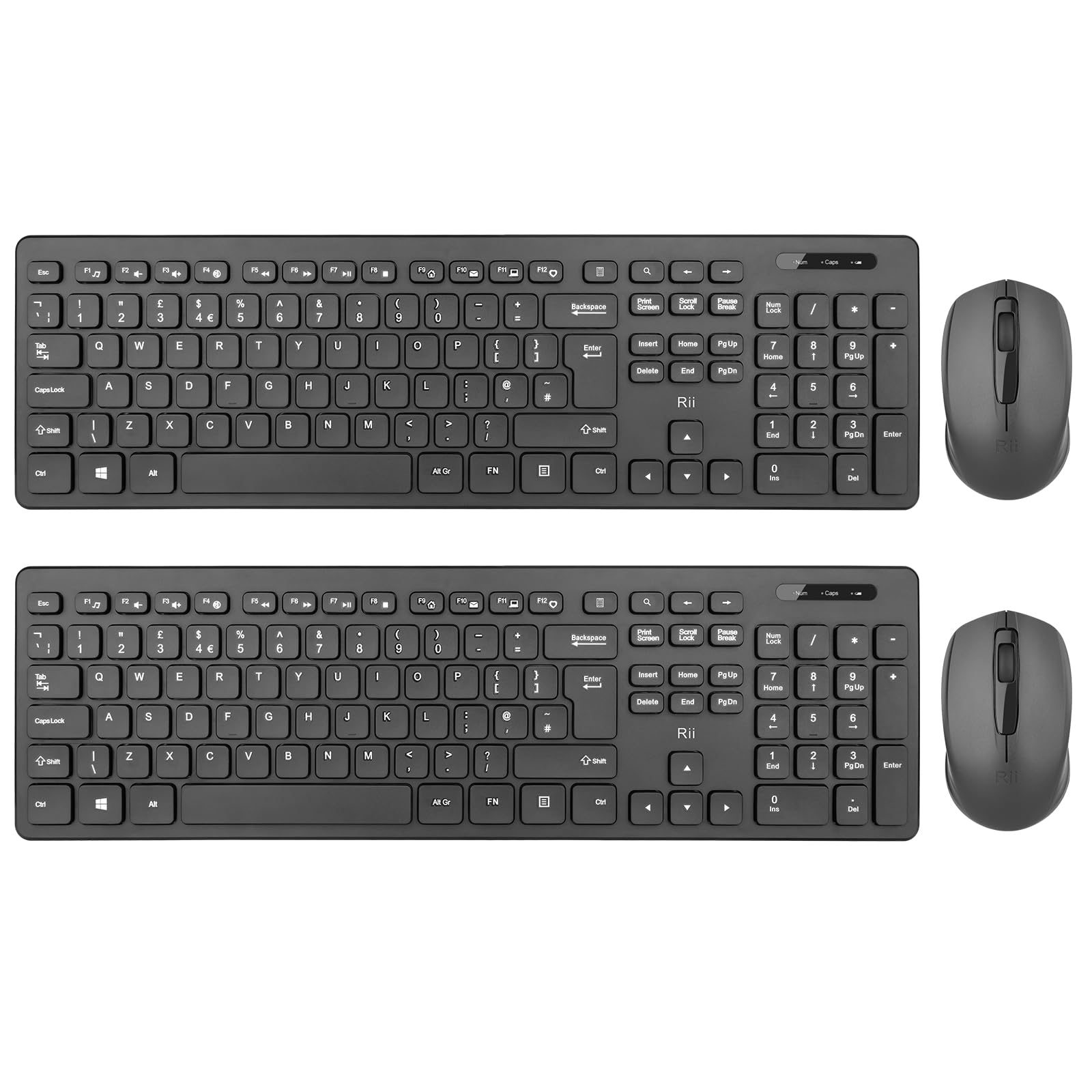 Rii RK200 Wireless Keyboard and Mouse Set | Full Size UK Layout – White