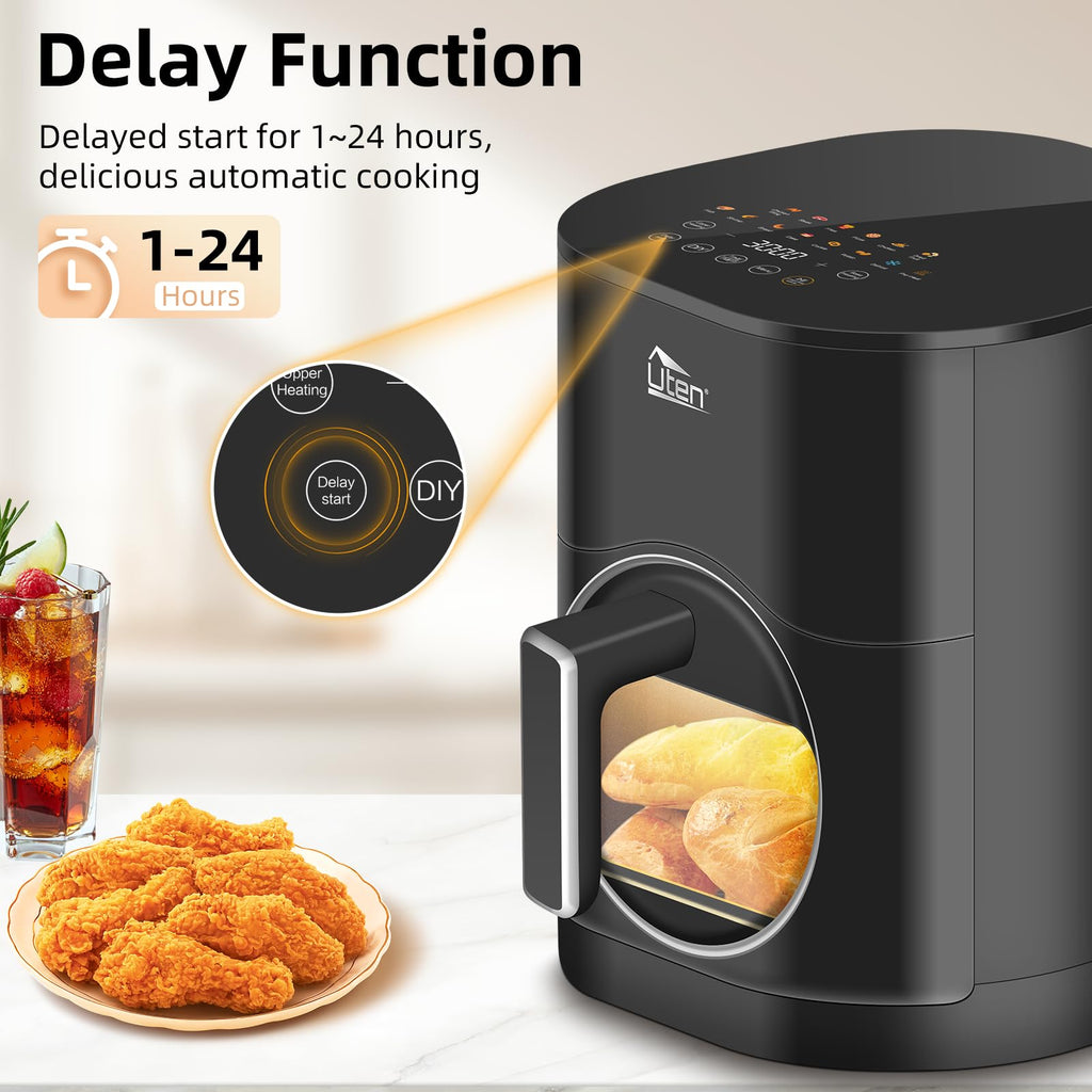 Uten Dual Blaze Air Fryer 5.5L | 14-in-1 Smart Cooker with Visual Window