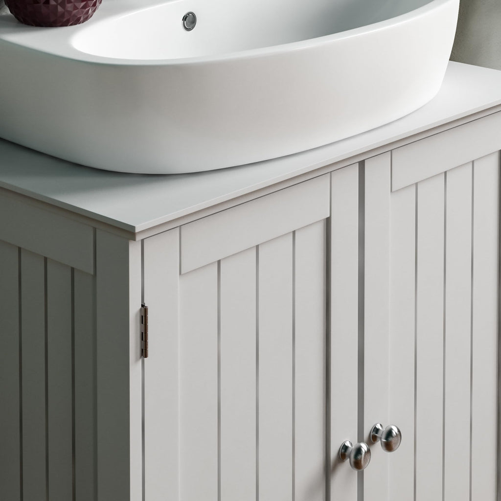 Bath Vida Priano Under Sink Bathroom Cabinet | White 2-Door Storage