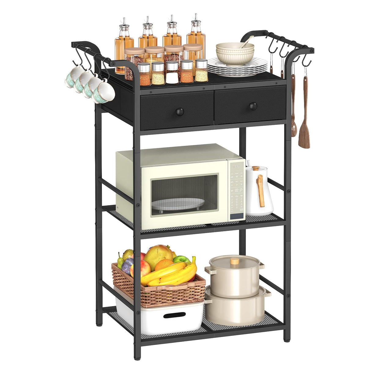 HOOBRO 3-Tier Bakers Rack, Microwave Stand, Coffee Bar Station with Storage - image 1