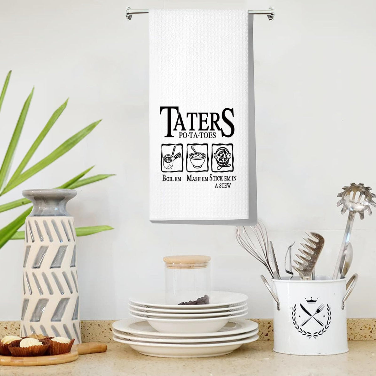 LEVLO Funny Potato Tater Kitchen Towel Taters Potatoes