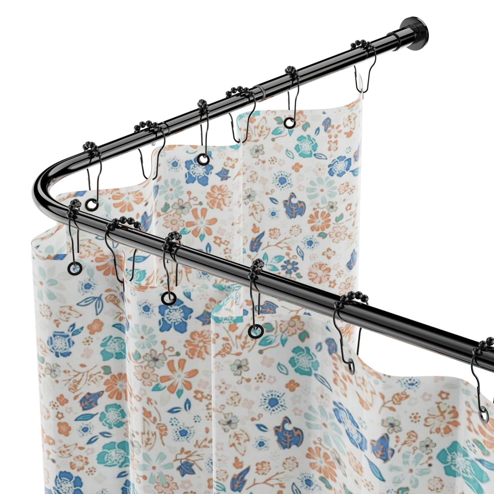 WELDUN L-Shaped Shower Curtain Rod | Adjustable Stainless Steel Corner Rod