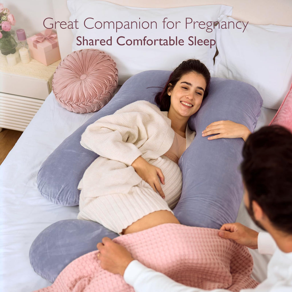 Momcozy U-Shaped Full Body Pregnancy Pillow | Maternity Support - Grey