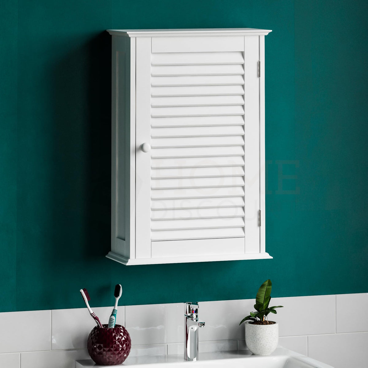 Bath Vida Bathroom Cabinet Single Door Shutter Wall Mounted Storage, White - image 2