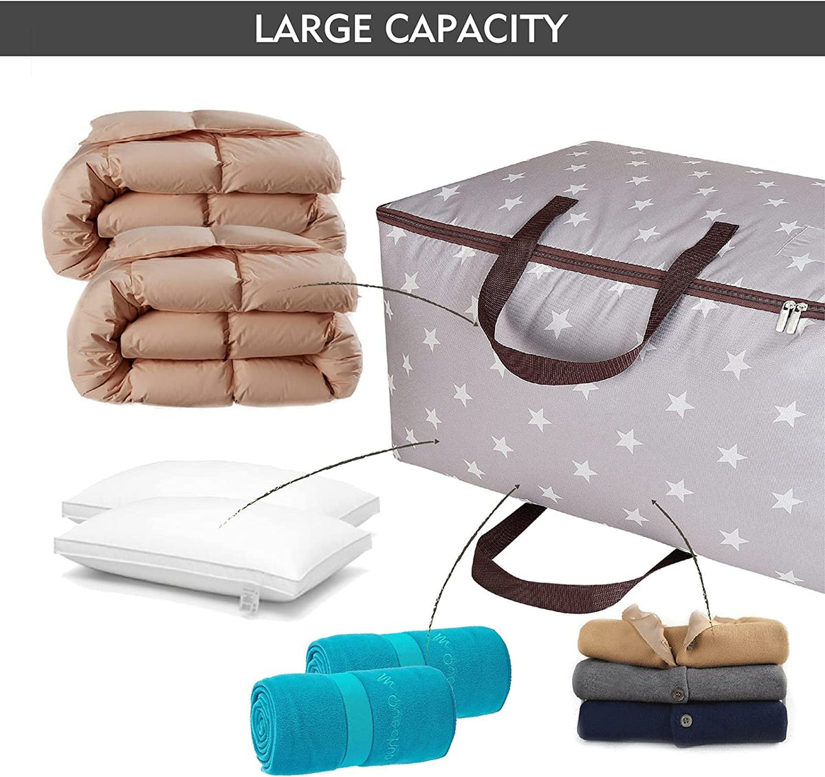 DOKEHOM 3-Pack 105L Large Storage Bag, Underbed Clothes Organizer, Grey - image 5