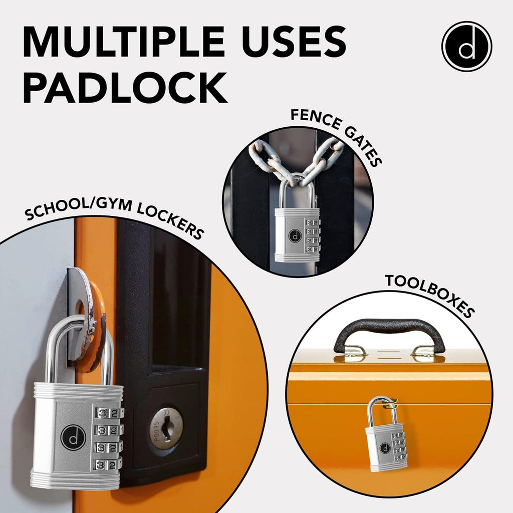 Desired Tools 4-Digit Combination Padlock – Heavy Duty Gym & Gate Lock