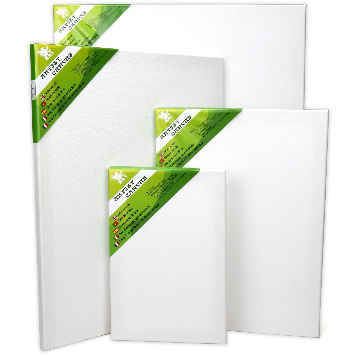 H&S Set of 4 Blank Artist Canvas Boards | 100% Cotton for Acrylic & Oil