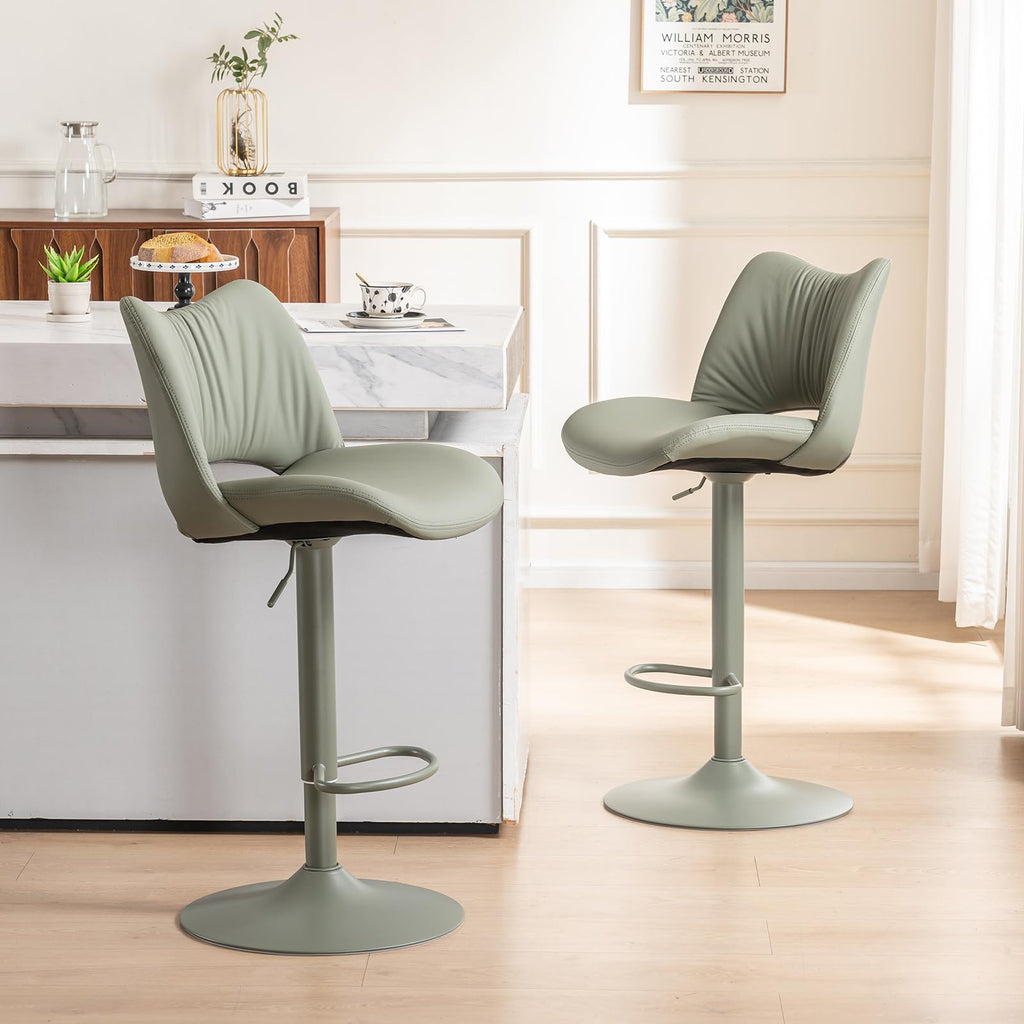 YOUNUOKE Bar Stools Set of 2, Adjustable Breakfast Bar Stools, All Green - image 3